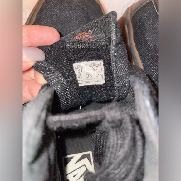 VANS HIGH TOP BLACK JEAN WITH TAN SOLE SIZE 6.5 : Preowned - Picture 10 of 10